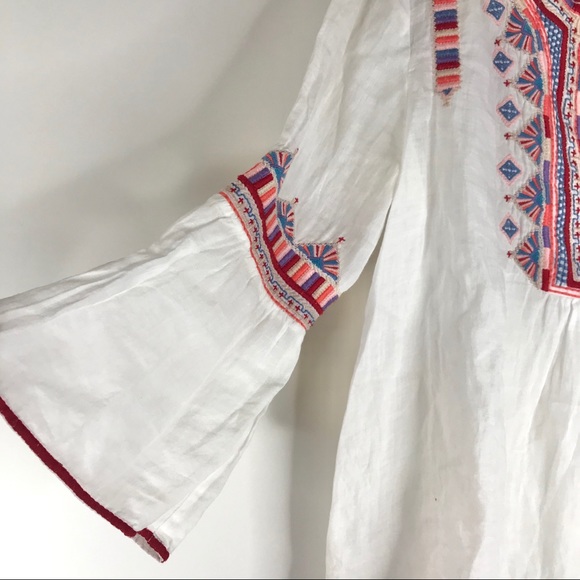 JOHNNY WAS Embroidered Top Cotton Bell Sleeves S - Picture 4 of 10